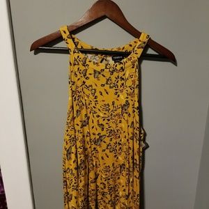 Mustard w/ Print Sleeveless Top